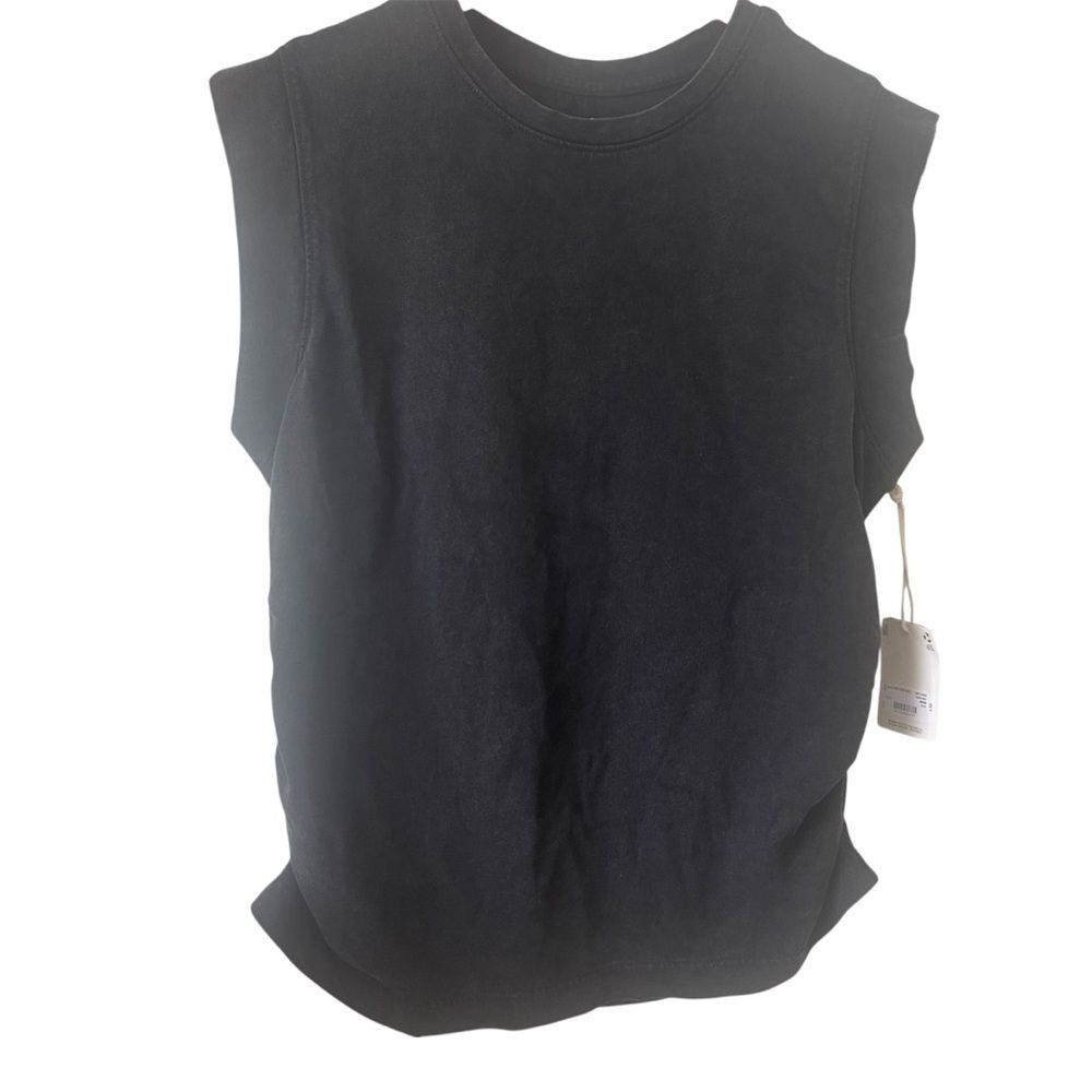 A.n.a. Medium Rouched Tie Dye Marbled Dark Grey Top
